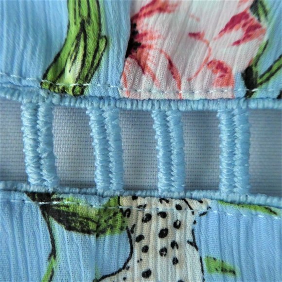 H M Dress Fit Flare V Cheetah Floral Blue Mini S - Picture 7 of 10